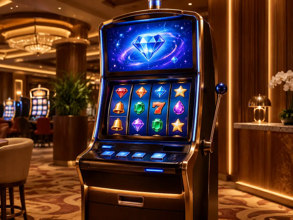 Mesin slot bertema permata di ruang kasino